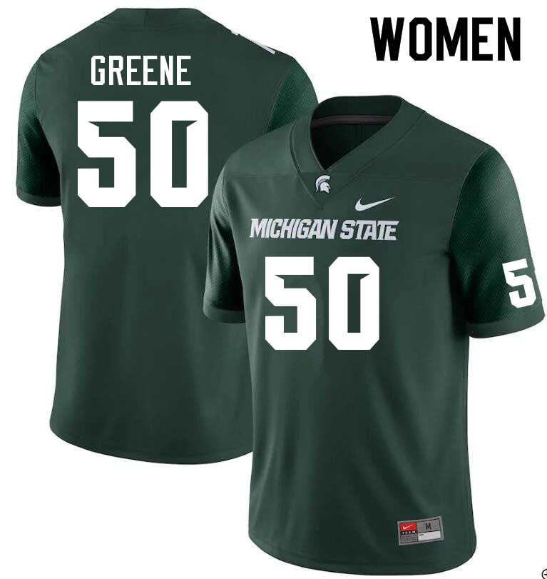 Women #50 Brian Greene Michigan State Spartans College Football Jerseys Sale-Green